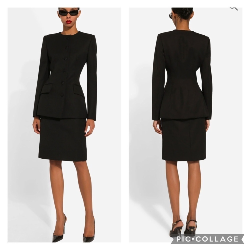 Dolce & Gabana Pleated Wool Pencil Skirt Size 42